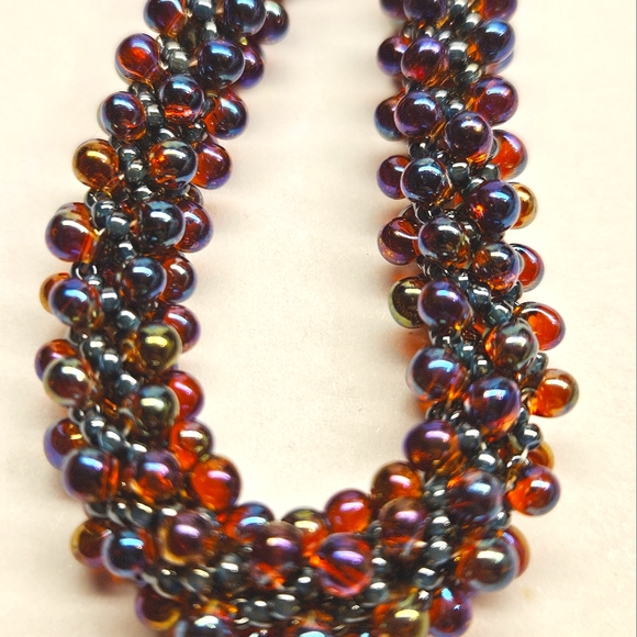 Red and Blue Russian Spiral Seed Bead Bracelet - Picture 7 of 7